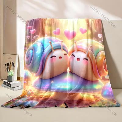 Two Cute Snail Cartoons Blanket Warm Soft Fluffy Kids Adult Luxury Gifts for Sofa Bed Home Outdoor Travel Camping Large Size