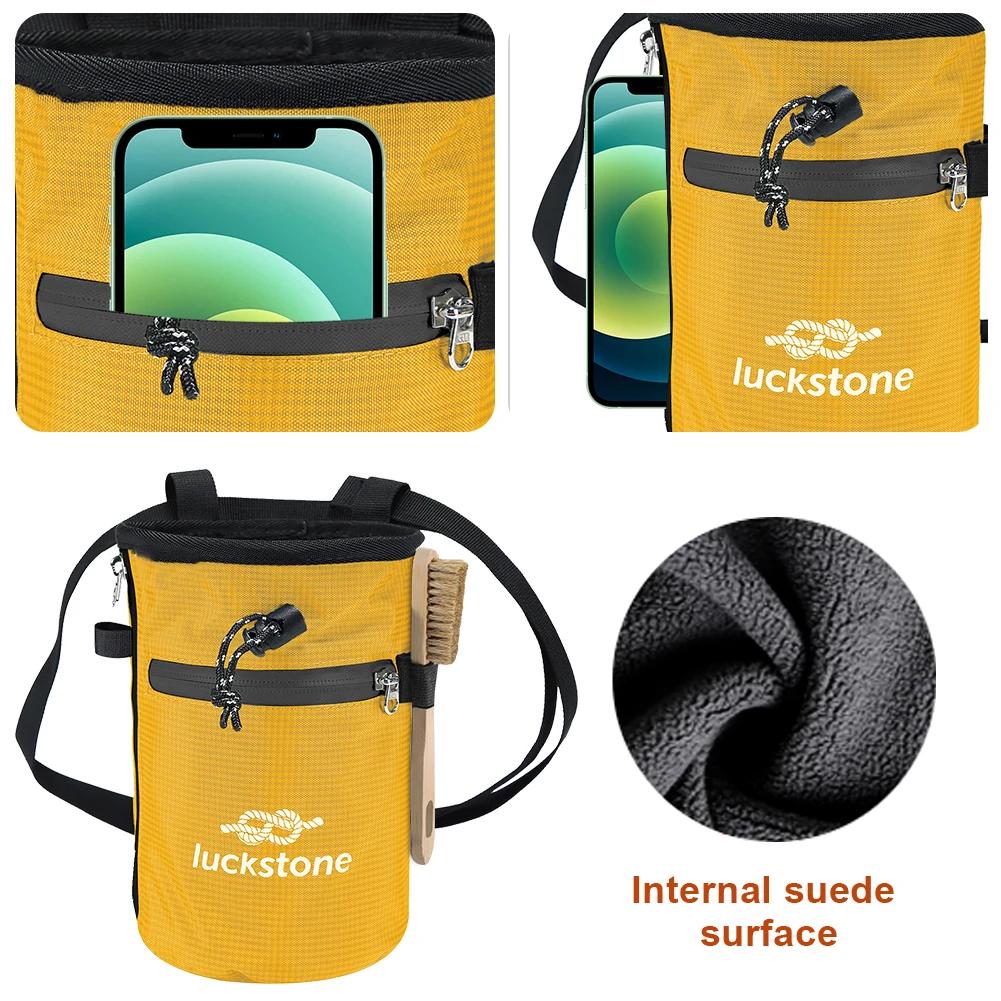 Waterproof Chalk Bag Bucket with Chalk Brush Climbing Magnesium Powder Bag for Weight Lifting Outdoor Climbing Equipment