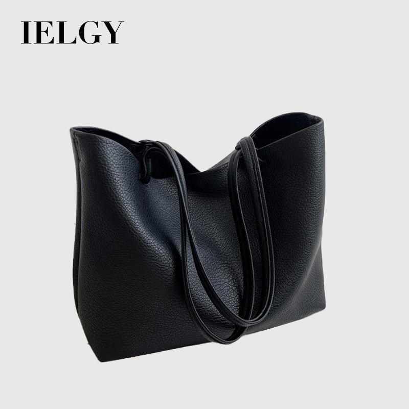 IELGY All-Match Casual Soft Leather Shoulder Bag Large Capacity Atmospheric Tote Bag