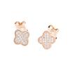 Classic Fashion Micro-inlaid Zircon Gold and Silver Gold-plated Earrings Versatile Leaf Stud Earrings Without Ear Holes Ear Clip Earrings for Women