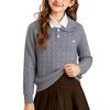 Kinder Zopfmuster Pullover mit kleinem Kragen für Wärme und lässige Alltagsmode