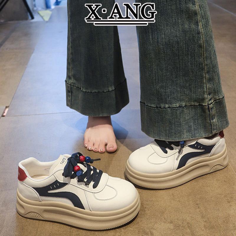 Leather Platform White Shoes Children's Autumn New Versatile Student Board Shoes Fashion Casual Sports Women's Shoes