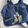 Embroidered Denim Bag Women's Large Capacity Shoulder Crossbody Bag