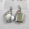 Pearl Bowknot Metal Keychain With Heart Shaped Mirror Y2K Style Bag Keyring Sweet Cool Trendy  Earphone Camera Pendant