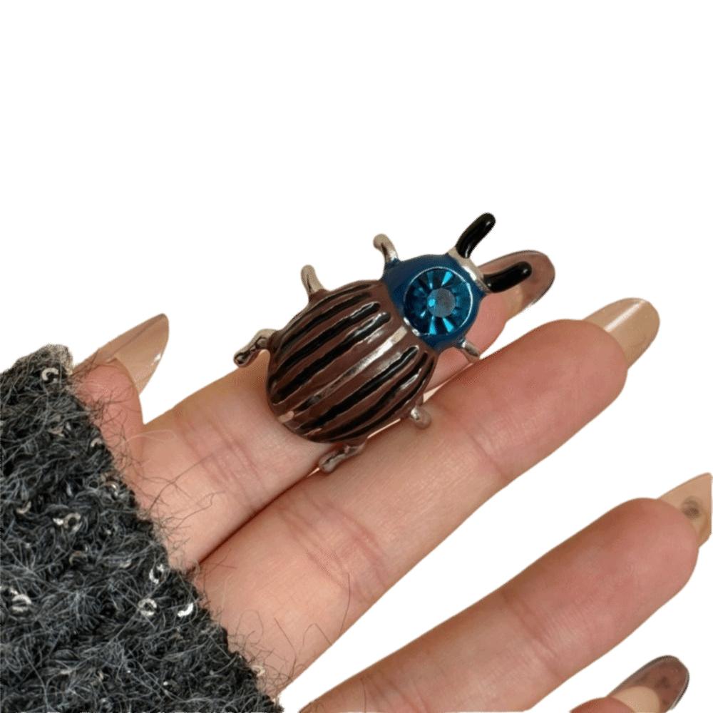 Dripping Oil Painting Ring Insect Chunky Enamel Ring Retro Ladybird Drip Oil Ring  Decoration