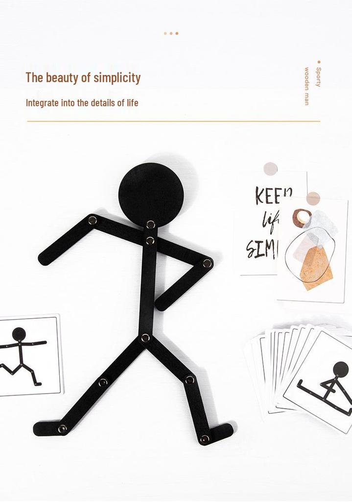 Educational Matchstick Figure Movement Game - Versatile Wooden Toy for Children's Learning and Play