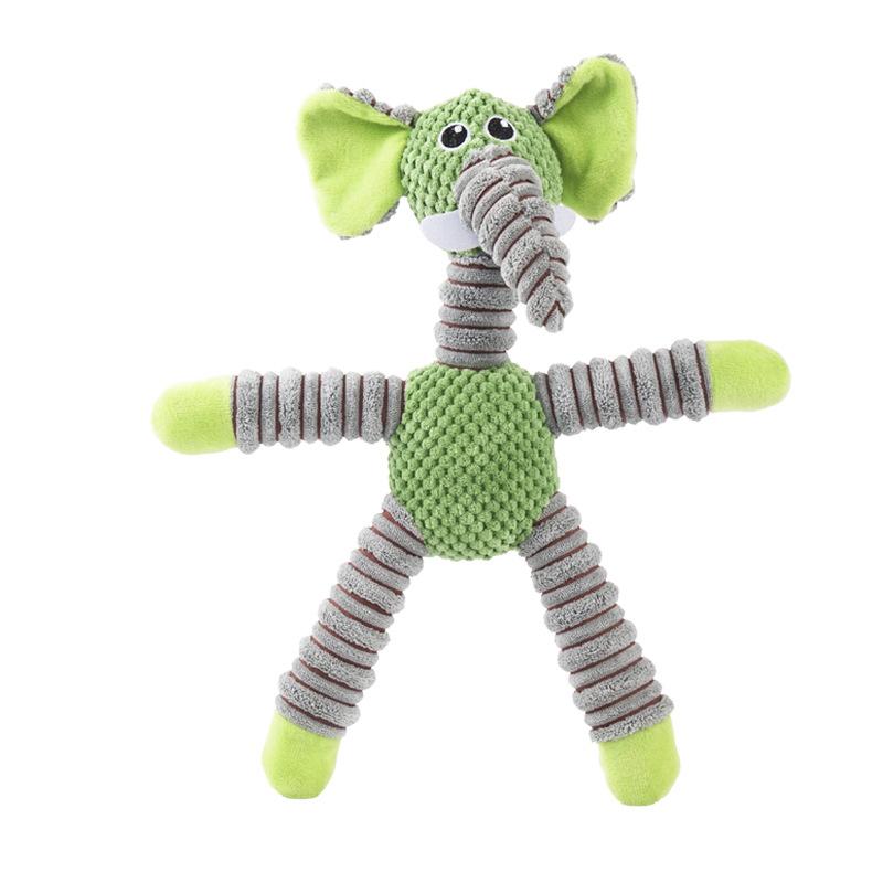 Durable Corn Fleece Animal Squeaky Toys for Dogs Chew Resistant Plush Elephant Bear Pig Pet Toys Interactive Play Biting Toys