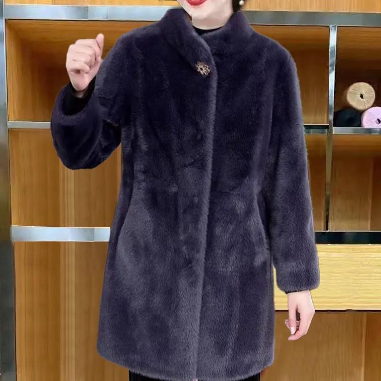 Women Autumn/winter Elegant Thickened Jacket Simulating Squirrel Fluffy Coat