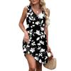 Women's Summer V-neck Casual Beach Vacation Style Vintage Floral Print Sleeveless Splicing Dresses