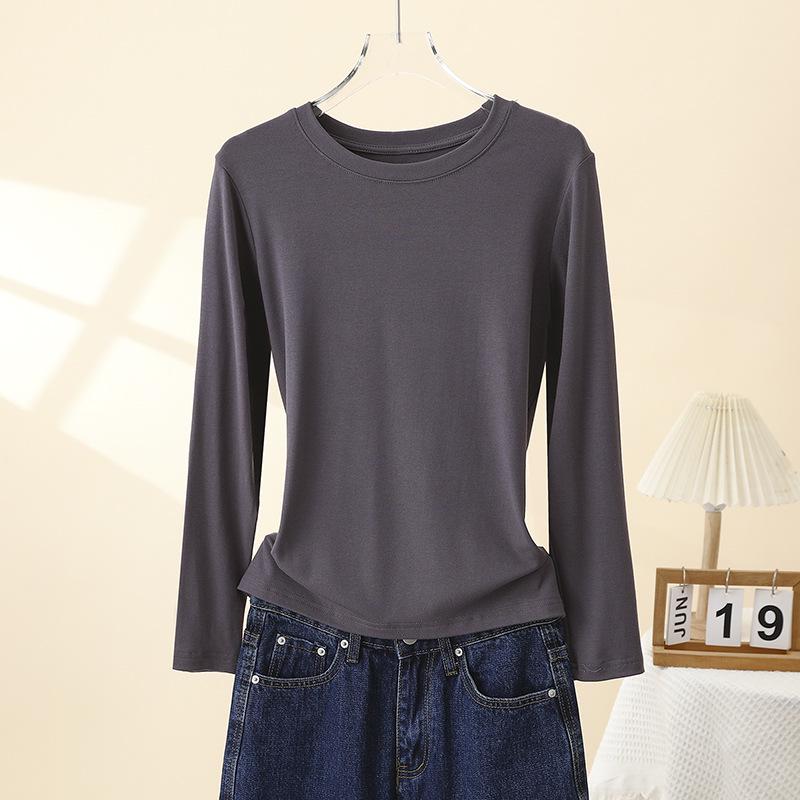 

Женский утягивающий эластичный топ с длинным рукавом и круглым вырезом - Весенний однотонный M [80-100 lbs]