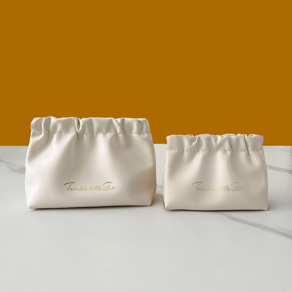 High-Value PU Pleated Cosmetic & Lipstick Travel Makeup Bag