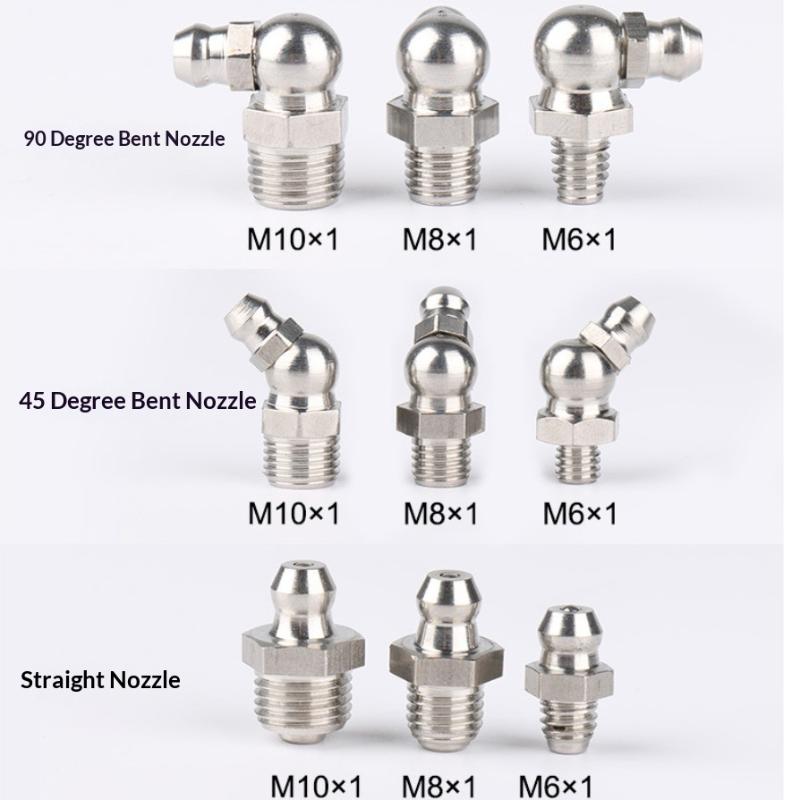 5/10Pcs Ss201 Ss304 Metric External Thread Straight Elbow Type Grease Nipple For Grease Gun Stainless Steel Grease Nipple