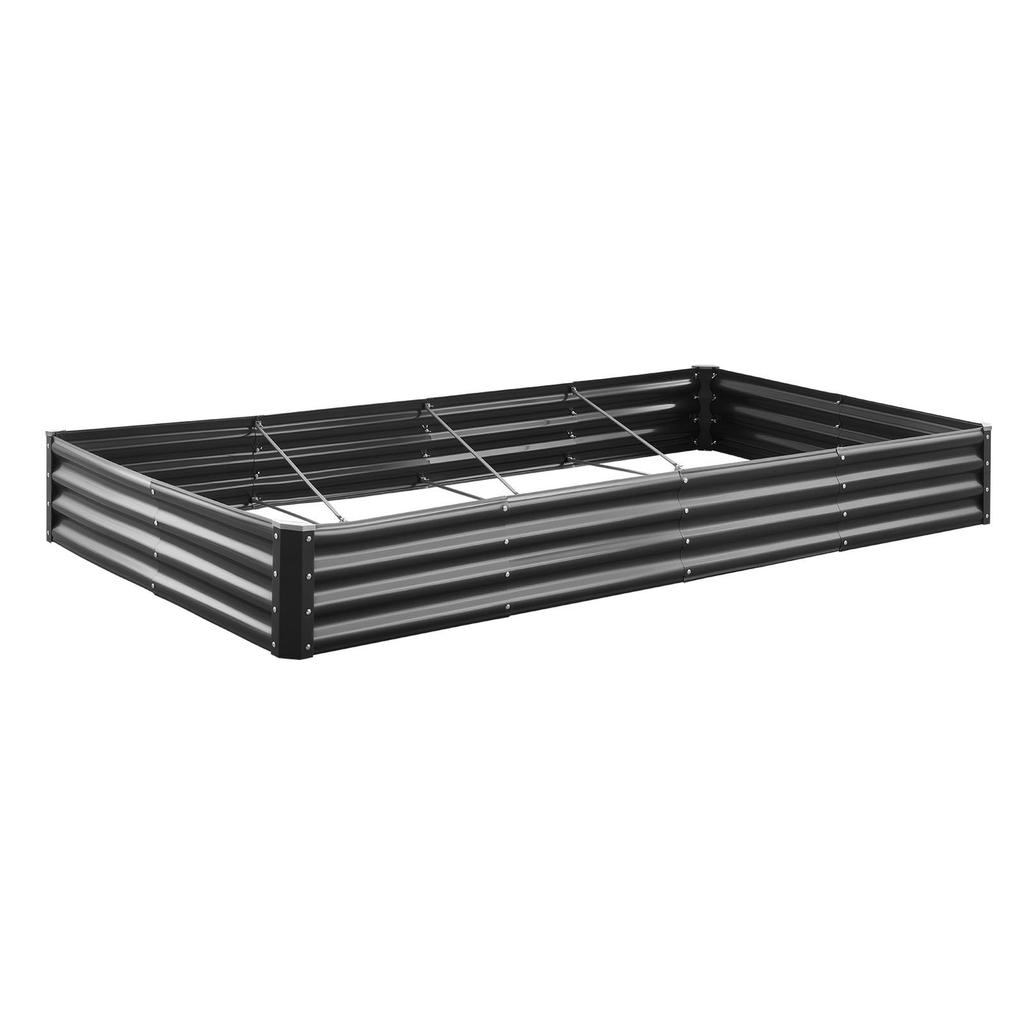 Metal Raised Garden Bed, 2.4 X 1.2 X 0.3 M Outdoor Galvalume Planter Garden Box, Open Bottom Design, Large Planter Raised Bed for Growing Vegetables,