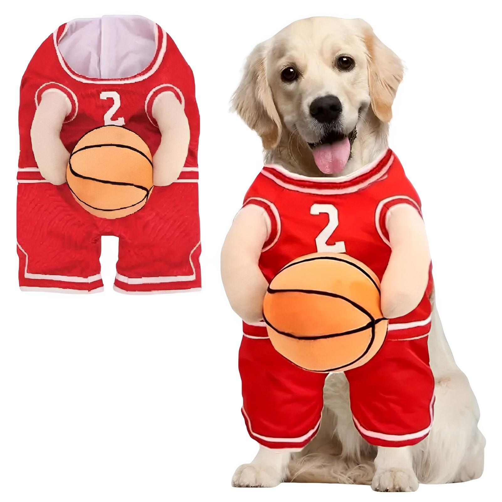 

Pet Clothing Dog Basketball Halloween Costume Unique Design With Eye-catching Ball Stylish Costume Suitable For Sporty Occasion L червоний