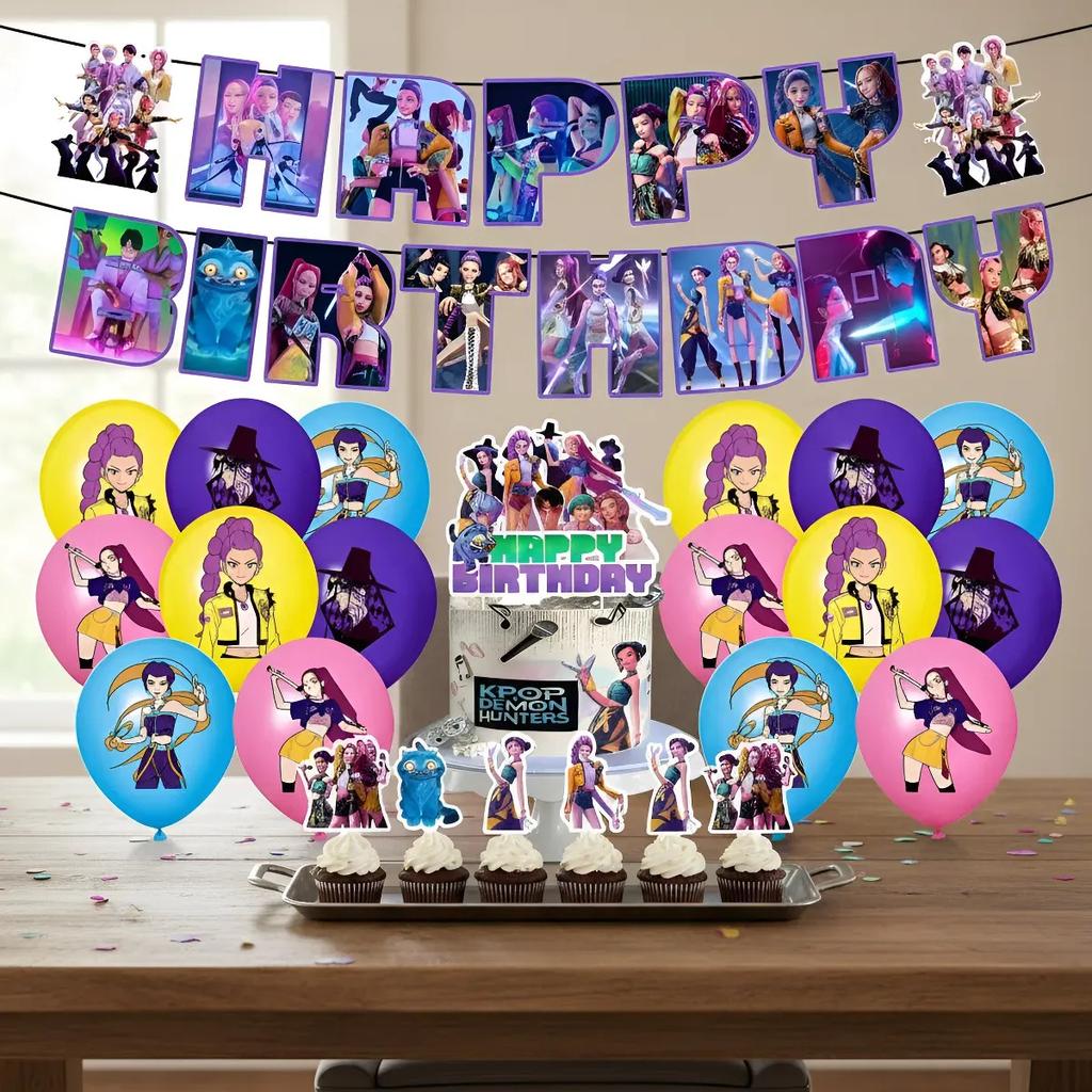 Birthday Balloons Kpop Demon Hunters Party Decoration