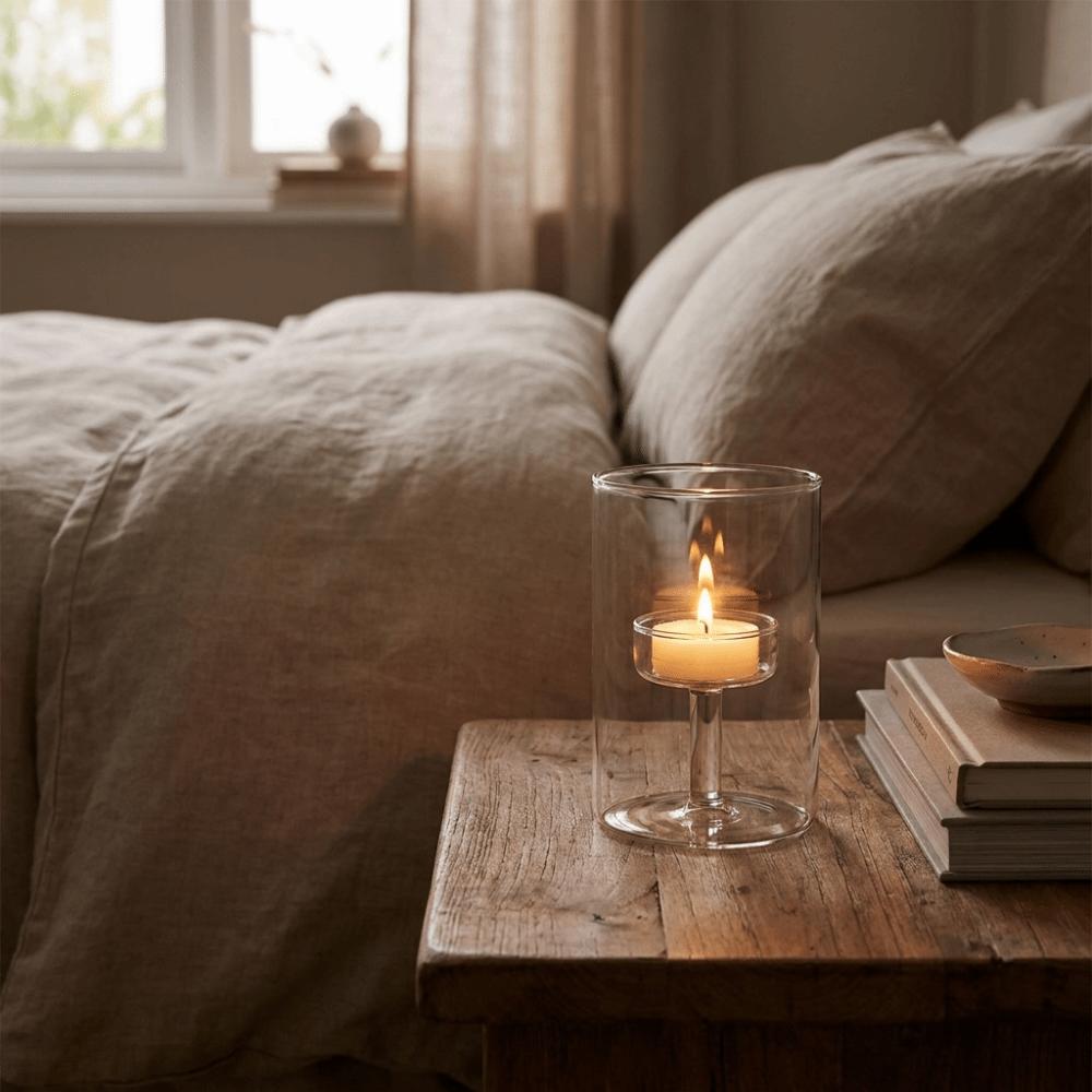 Transparent Tea Light Candle Holders European Style Glass Candlestick Table Centerpieces