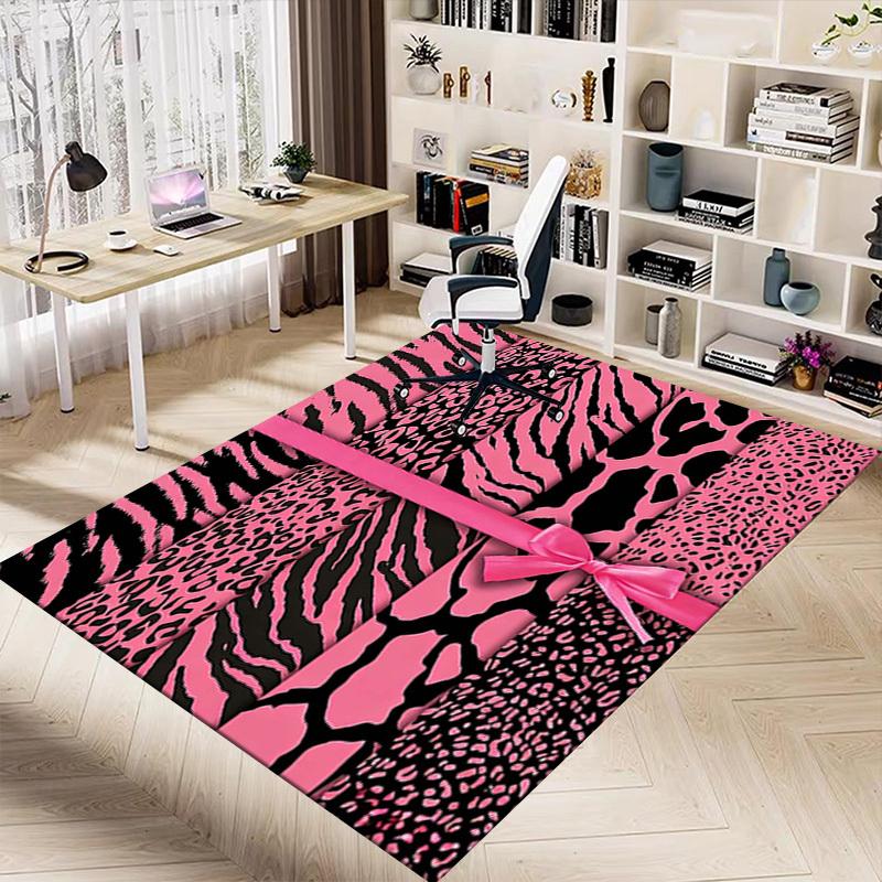 1PC Pink Animal Prints Extra Large Non-Slip Floor Carpet, Office, Family, Bedroom, Studio - Large Area Rug Indoor Rugs, Vibrant Colors-W301