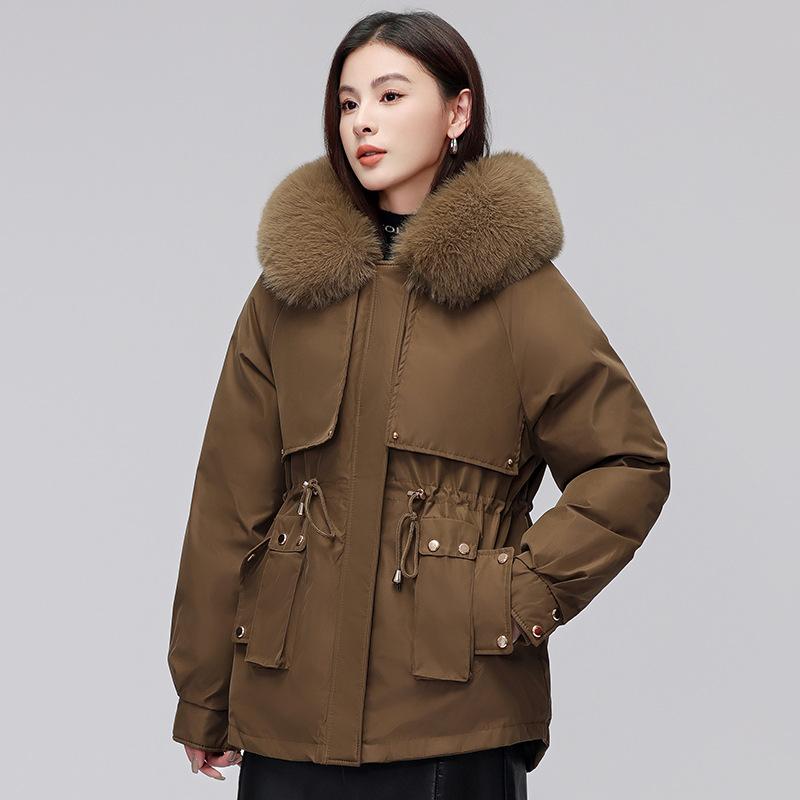 

Cotton thickened pie overcomes padded clothes for women s winter new small padded jacket short hooded padded jacket XXXL темно-коричневого кольору