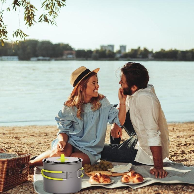 Outdoor NonStick Camping Cookware with Lid Outdoor Cooking Pots Portable Cooking Utensils for Outdoor Camping Picnic