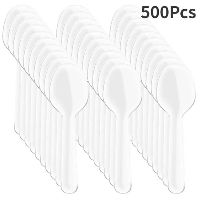 

500 шт. Мини-ложка для мороженого, одноразовая десертная ложка, столовые приборы для свадебной вечеринки в западном стиле, кухонные принадлежности, инструмент AVE 500pcs