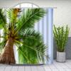 Natural Scenery Shower Curtains Green Tree Floral Plant Landscape Pattern Spring Summer Bathroom Decor Polyester Cloth Curtain
