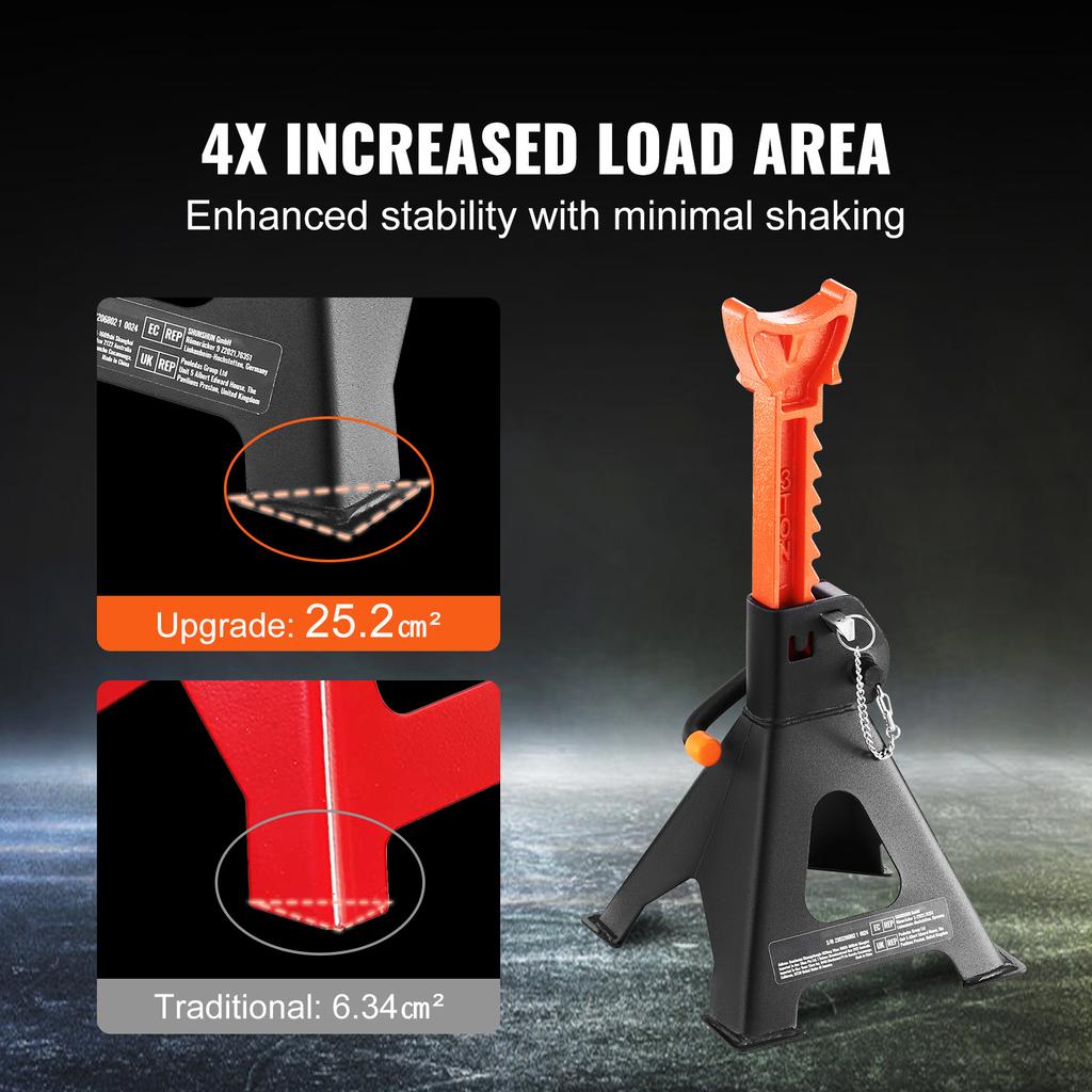 SucceBuy Jekkstøtter 3/6 Tonns Kapasitet Biljekkstøtter Dobbel Låsing Justerbar Høyde for løfting av SUV Pickup Lastebil Bil UTV ATV