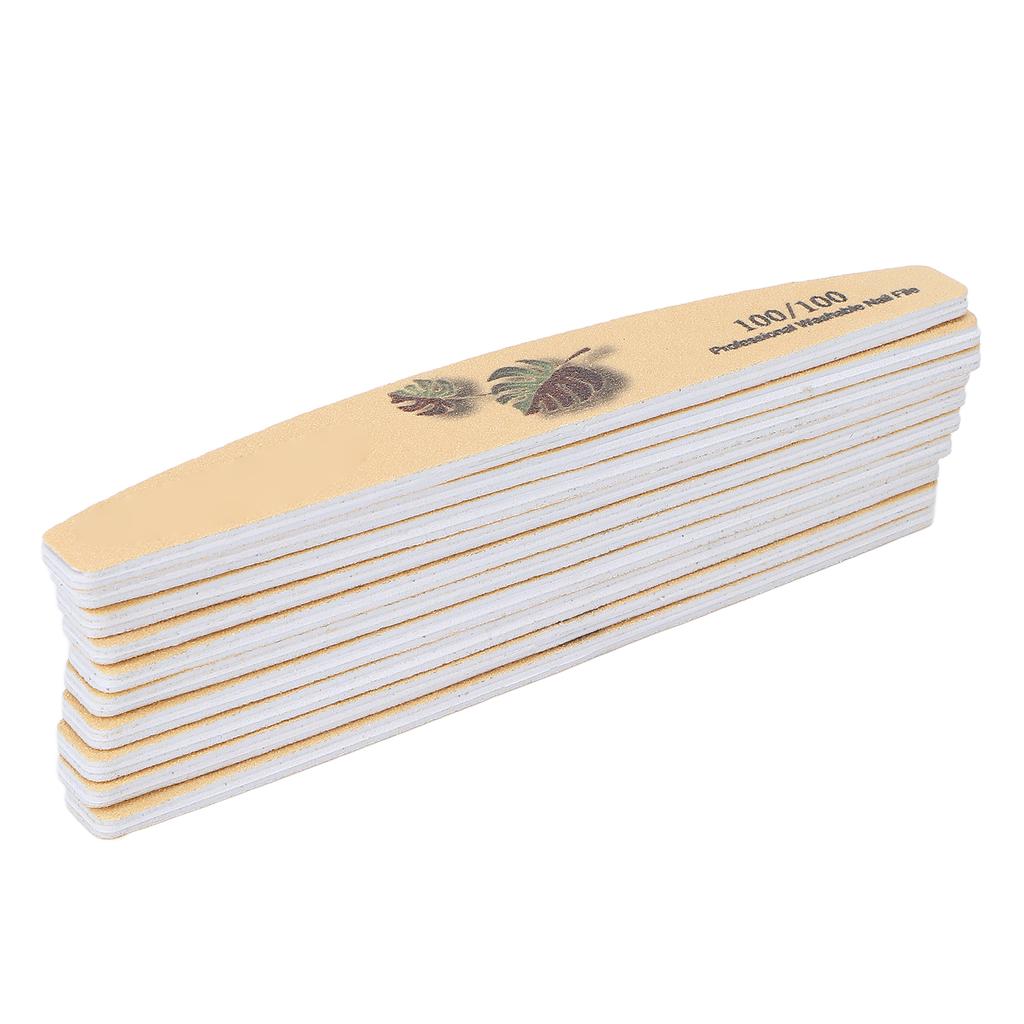 10pcs Nail File Professional Washable Reusable Double Sided Nail Buffer File Manicure Tool (Yellow)