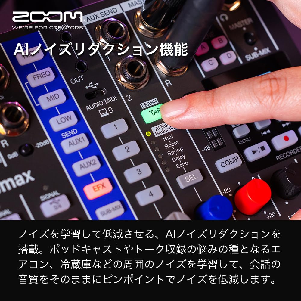 ZOOM L-6 max Digital Mixer/Recorder with 32-bit Float Recording, AI Noise Cancellation, 12-Channel Mixing, Independent Headphone Output, Lightweight a