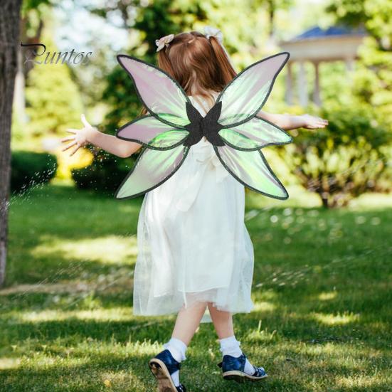 1 sett Fairy Wings Fargerikt garn Vakre alveprinsessevinger med stjernepinne til julefotograferingsfester Rekvisitter