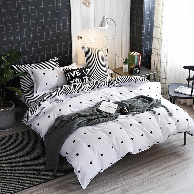 Heart Print Duvet Cover Set King Size Reversible Bedding Set Microfiber Modern 1 Quilt Cover Zipper Closure with 2 Pillowcases