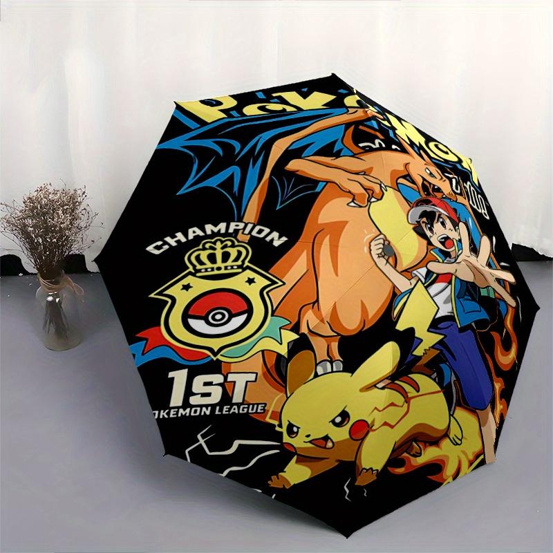 1pc Pokémon Pikachu & Charizard Automatic Opening Umbrella - Portable 3-Fold Design, 8-Bone Iron Frame Outdoor Umbrella, Perfect Gift for Fans, T