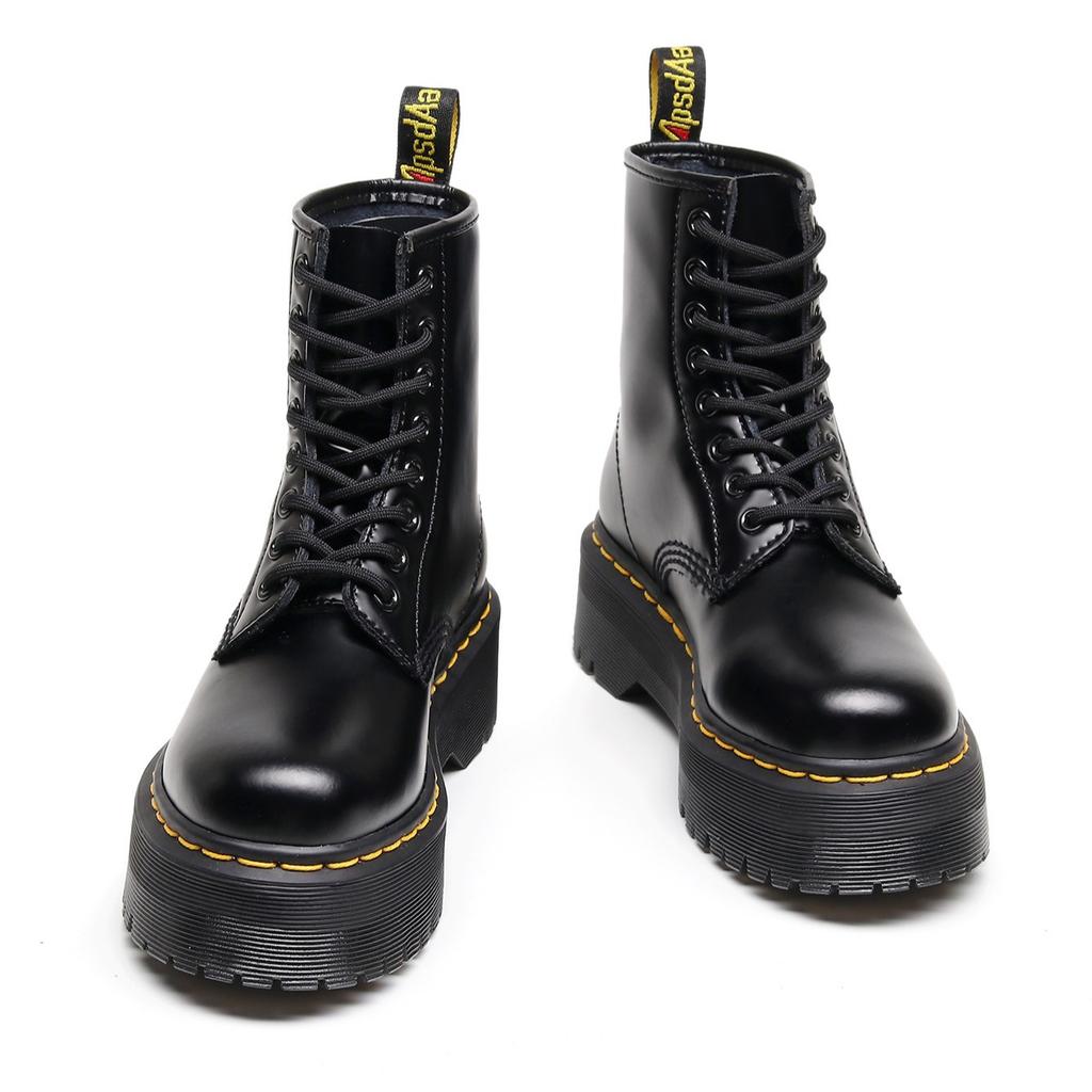 Hole high-top thick-soled leather long boots British style handmade smooth cowhide short boots tooling