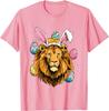 Lion Wearing Easter Bunny Ears Graphic Tee Cotton Short Sleeve Crew Neck Casual T-Shirt