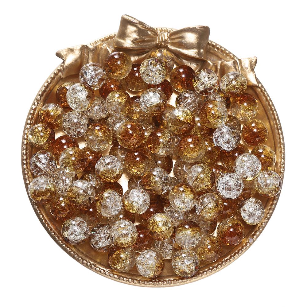 20-50pcs/lot Dark Color Transparent Cracked Glass Beads Round Bracelet Spacer Beads For DIY Necklace Jewelry Making Accessories