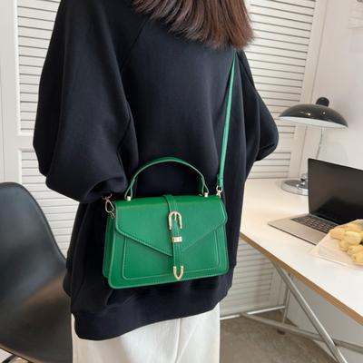 Módní minimalistická crossbody taška s horním uchem a klopou pro ženy, jednobarevná čtvercová kabelka s jednoduchým designem, dámská taška