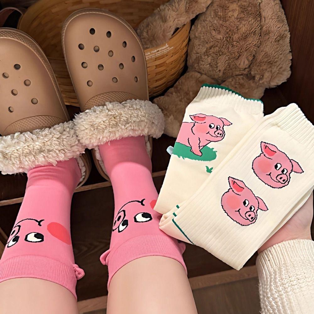 Cotton Funny Socks Harajuku Street Mid Tube Socks New Cartoon Pig Socks
