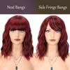 LISI HAIR Burgundy Short Wavy Synthetic Heat Resistant Fiber Wigs with Bangs Black Brown Pink Bob Hair Wigs for Cosplay