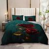 3pcs Bedding Set Red Rose Bohemia Flora Print Cozy Duvet Cover Set King Queen Twin Single Size Birthday Gift Adult Bedroom Decor
