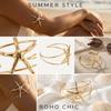 Bohemian Metal Starfish Cuff Bracelets for Women Punk Gold Color Conch Shell Opening Adjustable Arm Bracelet Beach Party Jewelry