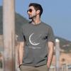 Summer New Solid Color Casual Short Sleeve Men T-Shirt Moon Letter Print T-shirt Hip Hop High Street Korean Style Oversized Tee