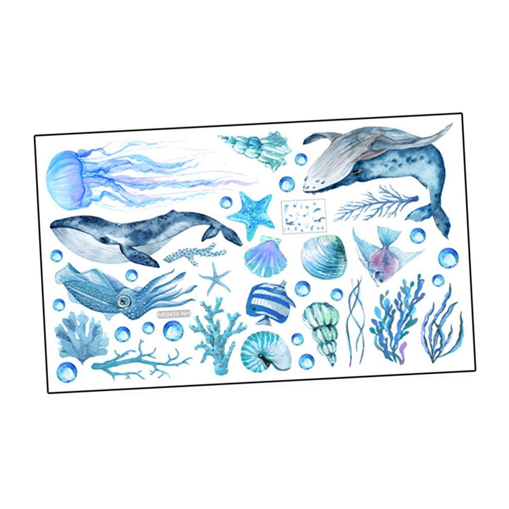 Animals Wall Sticker,Undersea Marine Sticker Sturdy Decal for Kids Bedroom Decoration