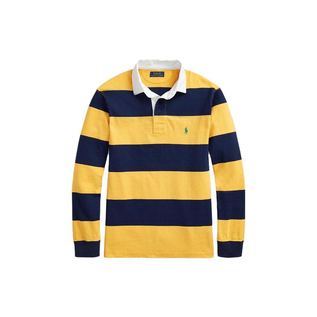 

Polo Ralph Lauren SS23 Пуловер с полосками, с длинным рукавом, мужской топ, желтый, темно-синий, MNPOKNI16822768-700 L