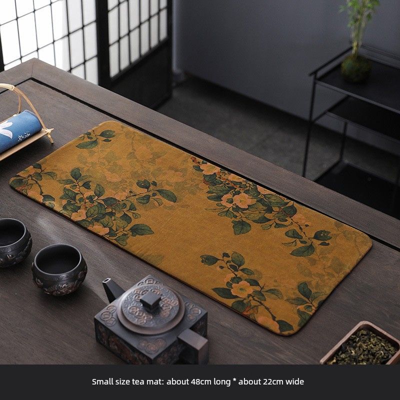 

Xiangyun Yarn Tea Mat Tussah Silk Old Materials Dry Pour Seats High-Grade Silk Tea Mat Cloth Insulation Pad Cloth Cushion Tea Ceremony Table Runner Xiangyun Yarn Tea Mat (Camellia) 48*22cm