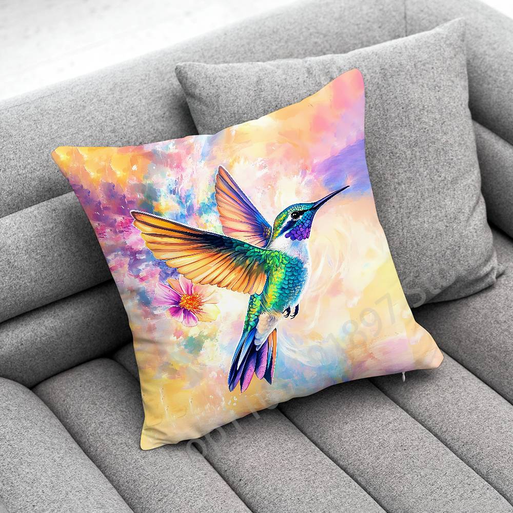 Colorful Bird Hummingbird Throw Pillow Case For 50x50cm 30x30cm 55x55cm 45x45cm 40x40cm Square Bed Pillowcase Cover