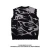 51 Hip-Hop American Street Style Skull Cool Loose Knit Sweater Unisex Trendy Brand Letter Embroidery V-Neck Sweater Vest