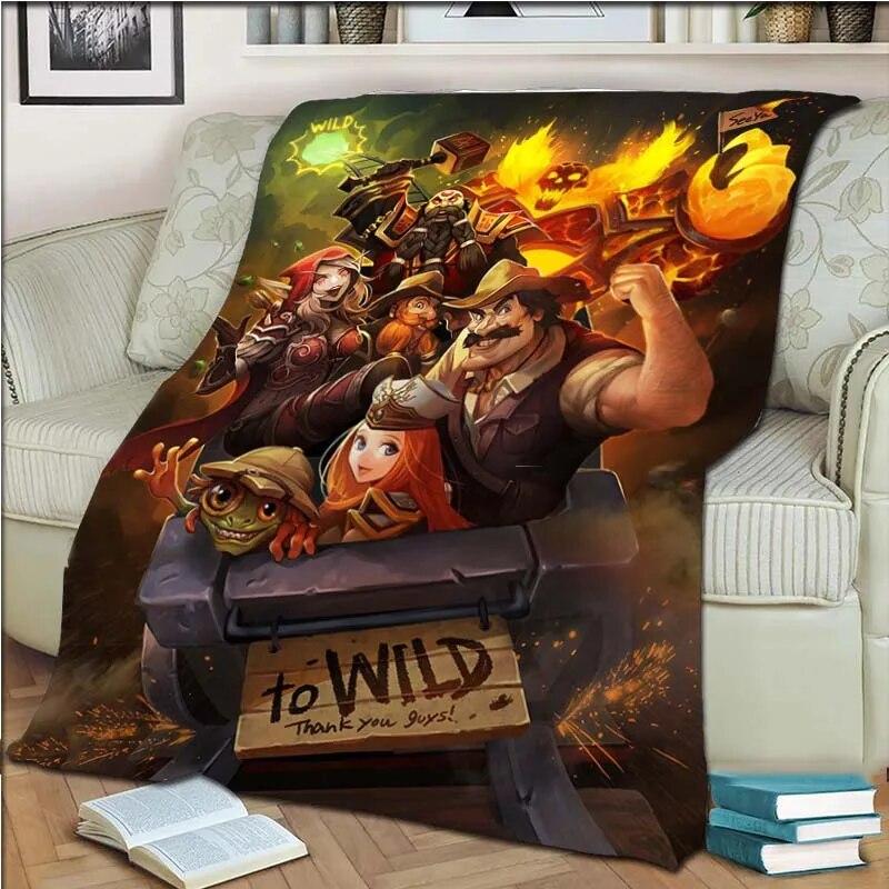 Game Hearthstone 3D tištěná umělecká fleecová přikrývka do postele Turistika Piknik Hrubá přikrývka přes postel Fleecová přikrývka