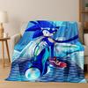 Classic S-Sonic Game Cartoon Hedgehog Flannel Blanket Soft Warm Throw Blanket for Bed Bedroom Room Living Room Travel Picnic Kid