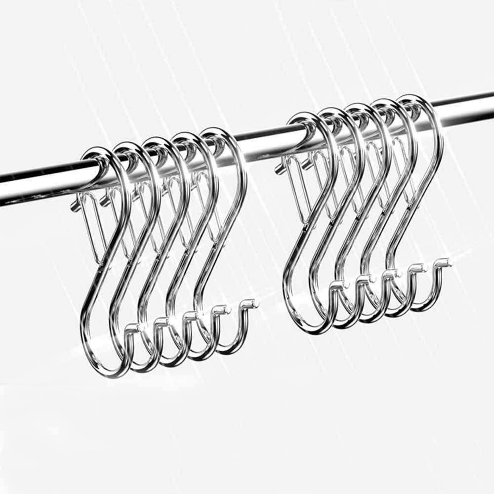 10Pcs S-Shape Balcony Clothes Hanger Spring Clasp Windproof Kitchen Pot Rack Hooks Thickened Safety Buckle Garden Hanging Clasp