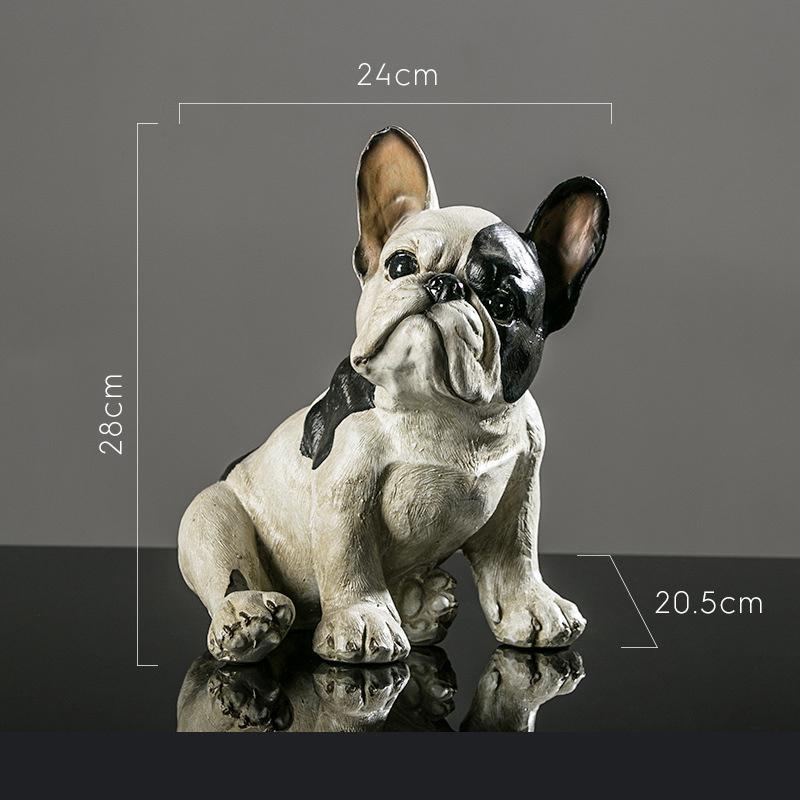 Creative French Bulldog Statue Desk Decoration Exquisite Puppy Ornaments Simulation Animal Resin Sculpture Room Aesthetic Decor