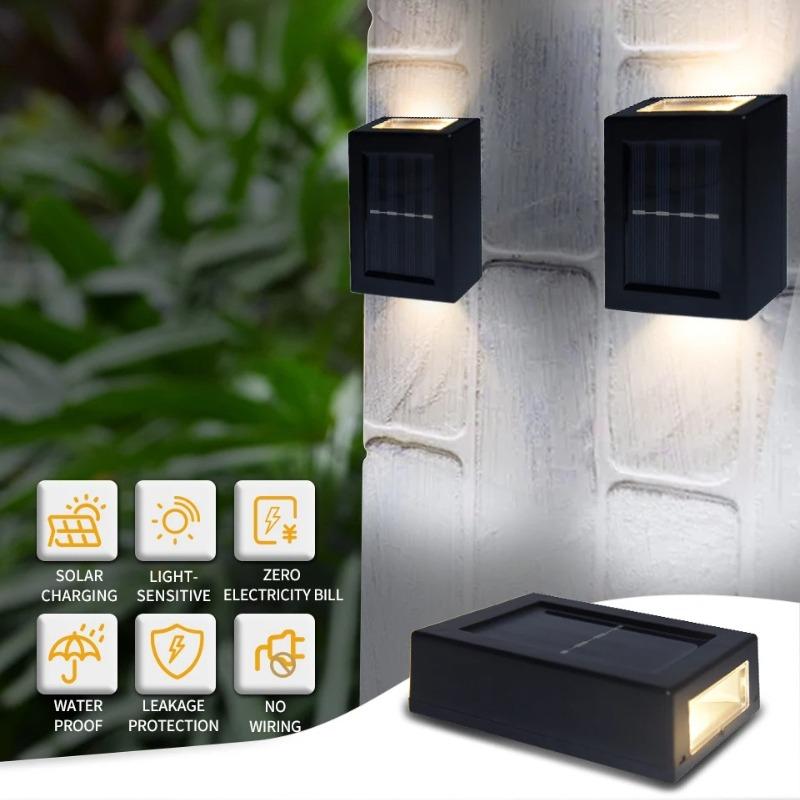 2LED Outdoor Solar Wall Lamp LED Solar Garden Light Waterproof Up And Down Glow Wall Light For Balcony yard Street Landscape Decor